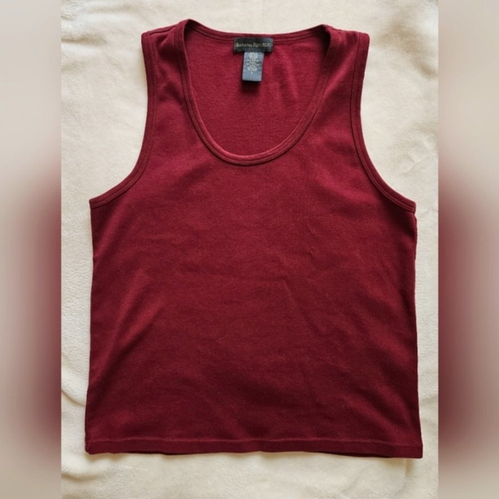 Banana Republic Crimson Red 100% Cotton Racerback Tank size Large